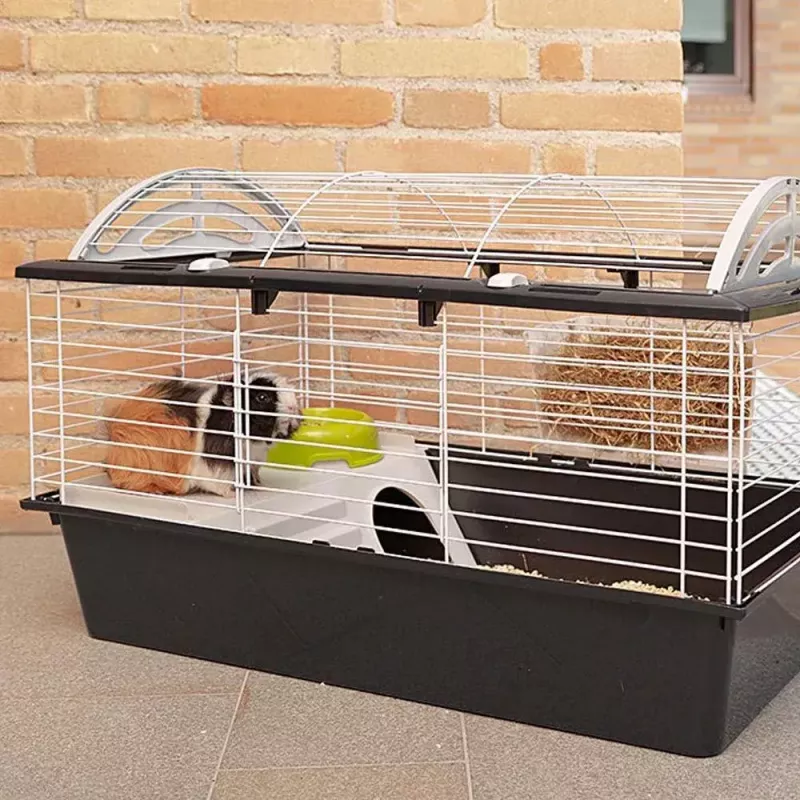 Būris FERPLAST Casita 80 jūrascūciņām 780×480×500 mm, metāls un plastmasa, pelēks/melns-balts