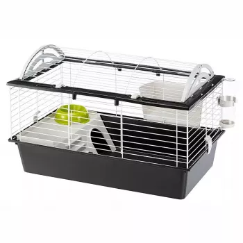 Būris FERPLAST Casita 80 jūrascūciņām 780×480×500 mm, metāls un plastmasa, pelēks/melns-balts
