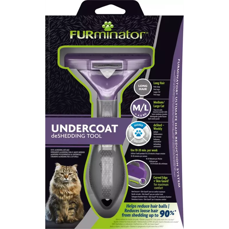 Apmatojuma noņemšanas suka FURminator FUR151357 garspalvainiem kaķiem (Ragdoll), melna, 270 g