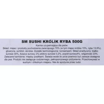 Mīkstie suņu našķi MACED Sushi ar trusi un zivi 500 g — funkcionāli dresēšanas našķi, olbaltumvielas 30%, tauki 2%, mitrums 23%