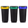 Trīs nodalījumu atkritumu šķirotājs rotho Twist 3 × 25 L (tehnopolimērs, melns, 252 × 333 × 476 mm)