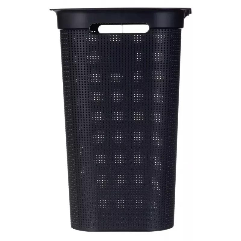 Veļas grozs rotho Brisen 50 L ventilējams plastmasas grozs ar vāku un iekarināšanas atveri, melns, 340×431×529 mm