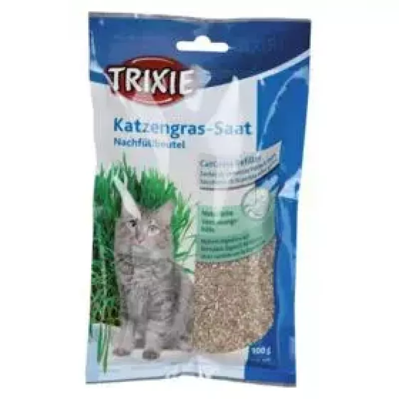 Kaķu zāles našķis Trixie 4236 paciņā 100 g — augu bāzes dārzeņu delikatese, pretparazītu