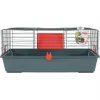 Grauzēju būris ZOLUX Classic 80 — divstāvu metāla/plastmasas novietne, 800×430×330 mm, 31 mm stieņu atstarpes, pelēks/sarkans