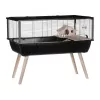 Grauzēju būris ZOLUX Neo Nigha mazs H36 melns, koks, W780×D360×H480 mm, komplektā skriešanas ritenis