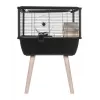 Grauzēju būris ZOLUX Neo Nigha mazs H36 melns, koks, W780×D360×H480 mm, komplektā skriešanas ritenis