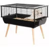 Grauzēju būris ZOLUX Neo Nigha mazs H36 melns, koks, W780×D360×H480 mm, komplektā skriešanas ritenis