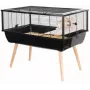 Grauzēju būris ZOLUX Neo Nigha mazs H36 melns, koks, W780×D360×H480 mm, komplektā skriešanas ritenis