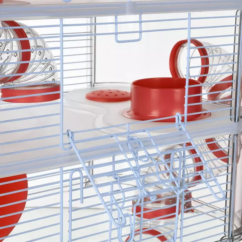 Grauzēju būris ZOLUX Rody3 Trio — mazo dzīvnieku mājvieta, metāls/plastmasa, 410×270×530 mm, 3 kg, komplektā ar skriešanas riteni