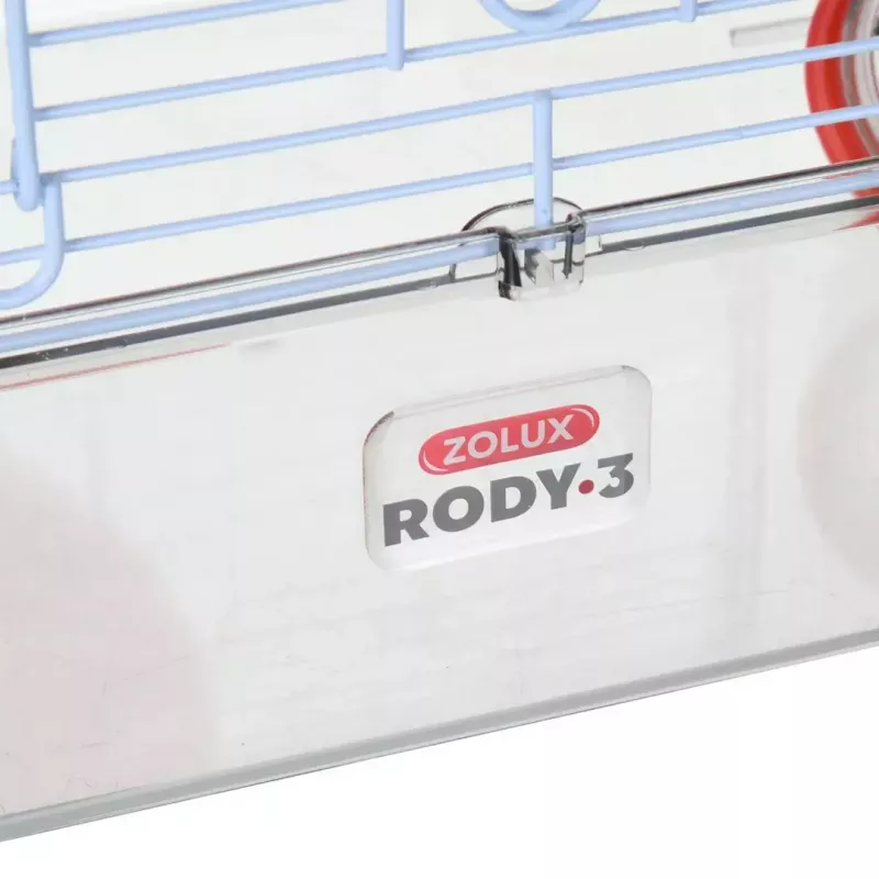 Grauzēju būris ZOLUX Rody3 Trio — mazo dzīvnieku mājvieta, metāls/plastmasa, 410×270×530 mm, 3 kg, komplektā ar skriešanas riteni