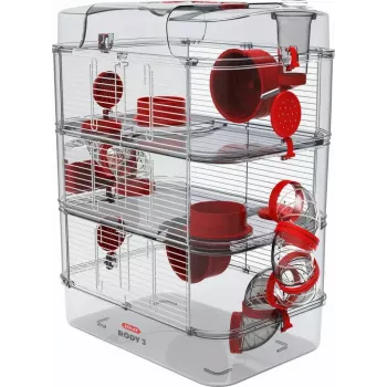 Grauzēju būris ZOLUX Rody3 Trio — mazo dzīvnieku mājvieta, metāls/plastmasa, 410×270×530 mm, 3 kg, komplektā ar skriešanas riteni