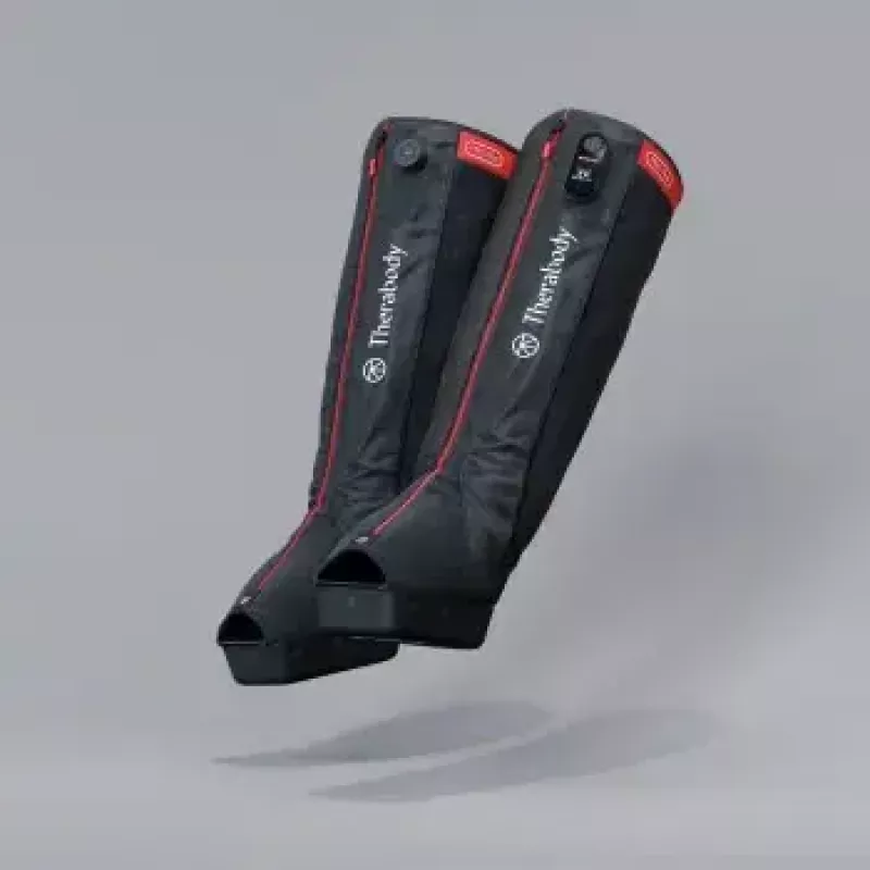 Kompresijas zābaki Therabody Recovery Air Jetboots Pro Plus — pilna garuma, regulāra izmēra, pneimatiski 20–100 mmHg, vibrācija, LCD, uzlādējami