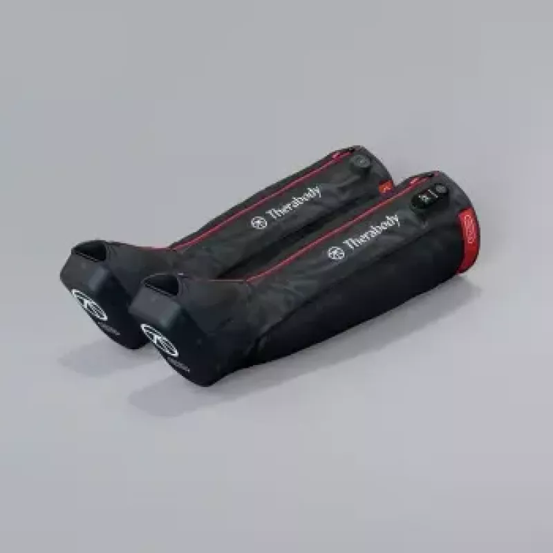 Kompresijas zābaki Therabody Recovery Air Jetboots Pro Plus — pilna garuma, regulāra izmēra, pneimatiski 20–100 mmHg, vibrācija, LCD, uzlādējami