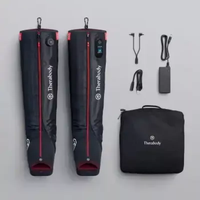Kompresijas zābaki Therabody Recovery Air Jetboots Pro Plus — pilna garuma, regulāra izmēra, pneimatiski 20–100 mmHg, vibrācija, LCD, uzlādējami