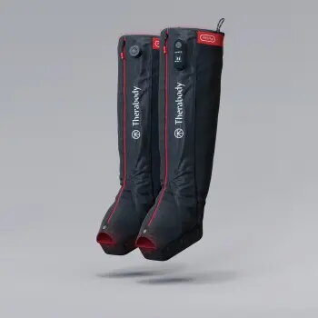 Kompresijas zābaki Therabody Recovery Air Jetboots Pro Plus — pilna garuma, regulāra izmēra, pneimatiski 20–100 mmHg, vibrācija, LCD, uzlādējami