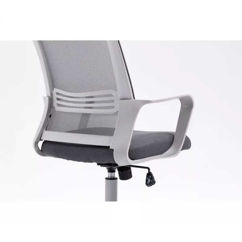 Grozais biroja krēsls ActiveJet YK01 — polsterēts auduma sēdeklis, sieta atzveltne, pelēks, regulējams augstums 46–56 cm