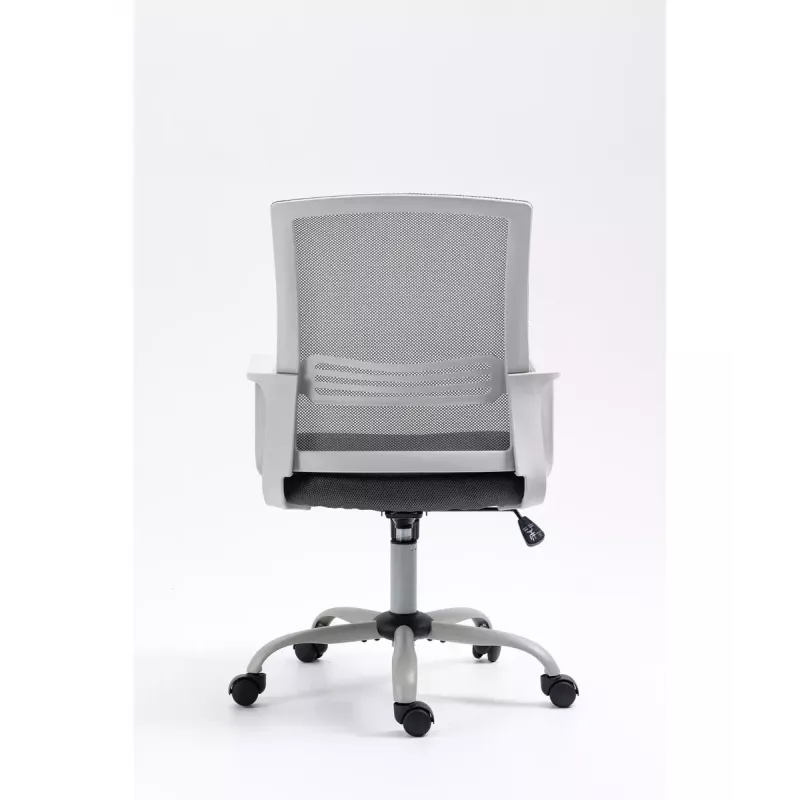 Grozais biroja krēsls ActiveJet YK01 — polsterēts auduma sēdeklis, sieta atzveltne, pelēks, regulējams augstums 46–56 cm