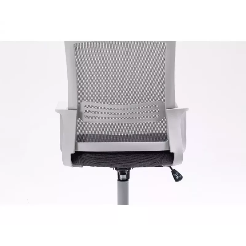 Grozais biroja krēsls ActiveJet YK01 — polsterēts auduma sēdeklis, sieta atzveltne, pelēks, regulējams augstums 46–56 cm
