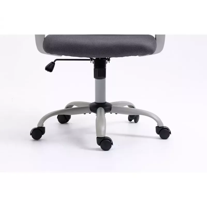 Grozais biroja krēsls ActiveJet YK01 — polsterēts auduma sēdeklis, sieta atzveltne, pelēks, regulējams augstums 46–56 cm