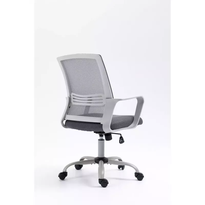 Grozais biroja krēsls ActiveJet YK01 — polsterēts auduma sēdeklis, sieta atzveltne, pelēks, regulējams augstums 46–56 cm