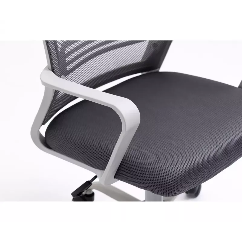 Grozais biroja krēsls ActiveJet YK01 — polsterēts auduma sēdeklis, sieta atzveltne, pelēks, regulējams augstums 46–56 cm