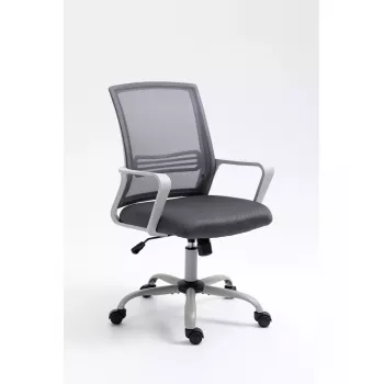 Grozais biroja krēsls ActiveJet YK01 — polsterēts auduma sēdeklis, sieta atzveltne, pelēks, regulējams augstums 46–56 cm