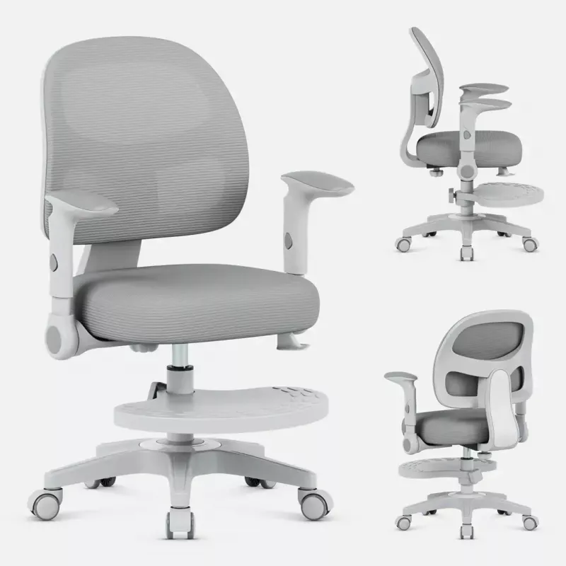 Grozámais krēsls mark adler Junior 5.0 — ergonomiska sieta atzveltne, putu sēdeklis, regulējams augstums 42–54 cm, pelēks