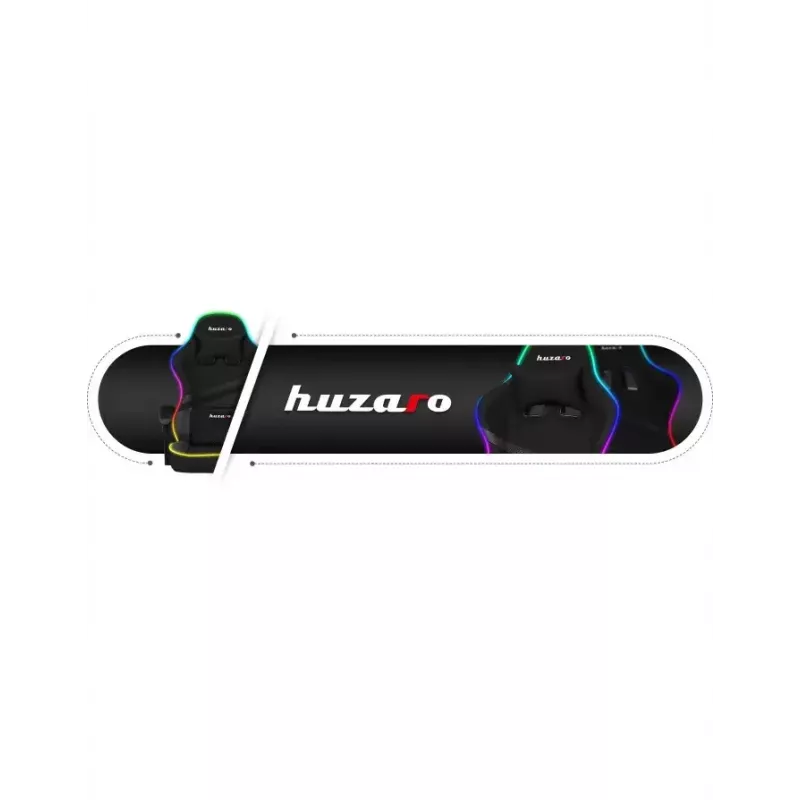 Huzaro FORCE 4.4 RGB spēļu krēsls melns — auduma polsterēts kausa sēdeklis, maksimālā slodze 130 kg, regulējama atzveltne, augstums 115–125 cm, RGB apgaismojums