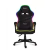 Huzaro FORCE 4.4 RGB spēļu krēsls melns — auduma polsterēts kausa sēdeklis, maksimālā slodze 130 kg, regulējama atzveltne, augstums 115–125 cm, RGB apgaismojums
