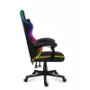 Huzaro FORCE 4.4 RGB spēļu krēsls melns — auduma polsterēts kausa sēdeklis, maksimālā slodze 130 kg, regulējama atzveltne, augstums 115–125 cm, RGB apgaismojums