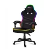 Huzaro FORCE 4.4 RGB spēļu krēsls melns — auduma polsterēts kausa sēdeklis, maksimālā slodze 130 kg, regulējama atzveltne, augstums 115–125 cm, RGB apgaismojums