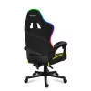 Huzaro FORCE 4.4 RGB spēļu krēsls melns — auduma polsterēts kausa sēdeklis, maksimālā slodze 130 kg, regulējama atzveltne, augstums 115–125 cm, RGB apgaismojums