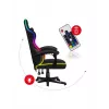 Huzaro FORCE 4.4 RGB spēļu krēsls melns — auduma polsterēts kausa sēdeklis, maksimālā slodze 130 kg, regulējama atzveltne, augstums 115–125 cm, RGB apgaismojums