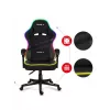 Huzaro FORCE 4.4 RGB spēļu krēsls melns — auduma polsterēts kausa sēdeklis, maksimālā slodze 130 kg, regulējama atzveltne, augstums 115–125 cm, RGB apgaismojums