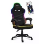 Huzaro FORCE 4.4 RGB spēļu krēsls melns — auduma polsterēts kausa sēdeklis, maksimālā slodze 130 kg, regulējama atzveltne, augstums 115–125 cm, RGB apgaismojums