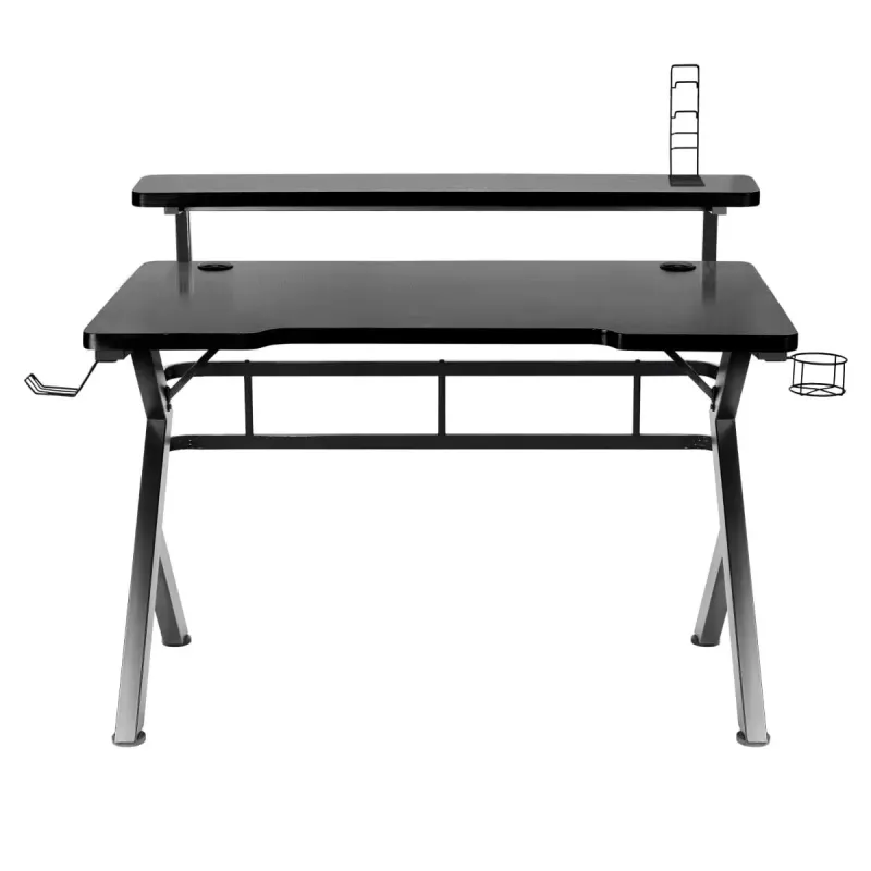 Spēļu galds Huzaro Hero 5.0 Melns — taisns alumīnija rāmis, oglekļa šķiedras virsma 1200×600 mm