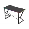 Spēļu galds Huzaro Hero 1.7 RGB Melns — taisns ergonomisks rakstāmgalds 1200x600 mm, 750 mm augstums, LED, krūzes turētājs, austiņu āķis