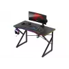 Spēļu galds Huzaro Hero 1.7 RGB Melns — taisns ergonomisks rakstāmgalds 1200x600 mm, 750 mm augstums, LED, krūzes turētājs, austiņu āķis