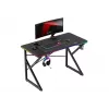 Spēļu galds Huzaro Hero 1.7 RGB Melns — taisns ergonomisks rakstāmgalds 1200x600 mm, 750 mm augstums, LED, krūzes turētājs, austiņu āķis