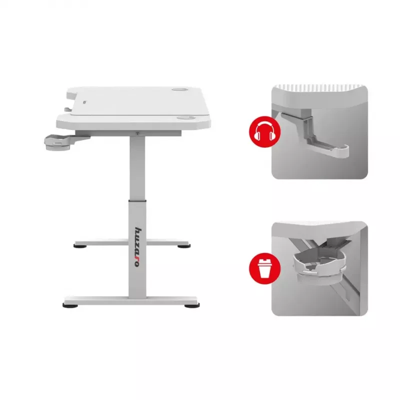 Spēļu krēsls huzaro Hero 2.6 balta — ergonomisks regulējams augstas atzveltnes grozāms sēdeklis ar krūzes turētāju un austiņu āķi