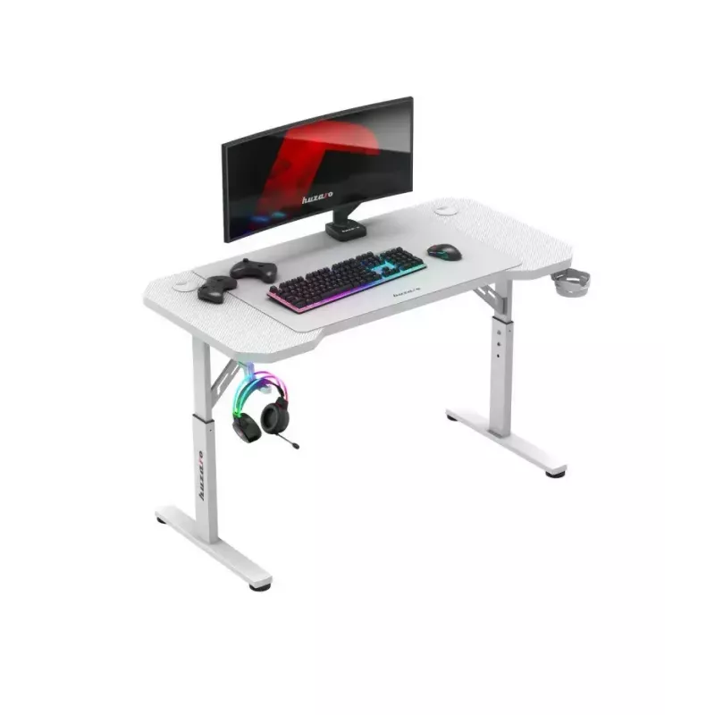 Spēļu krēsls huzaro Hero 2.6 balta — ergonomisks regulējams augstas atzveltnes grozāms sēdeklis ar krūzes turētāju un austiņu āķi