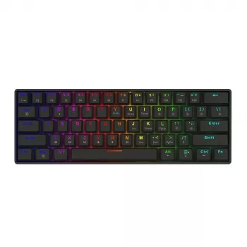 Mehāniskā spēļu tastatūra SAVIO BLACKOUT X2 BLUE, 61 taustiņš, 60% USB Type-C atvienojams kabelis, RGB LED, Outemu Blue slēdži, N-key rollover