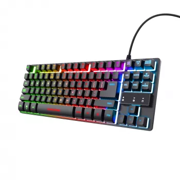 Trust GXT 833 Thado tastatūra spēlēm USB holandiešu melna, sudraba