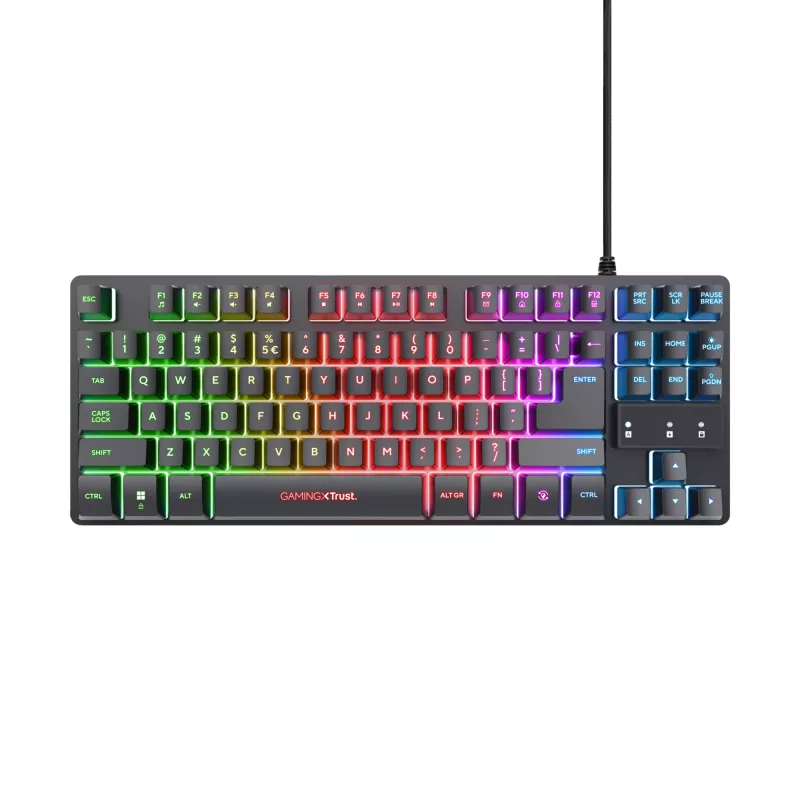 Trust GXT 833 Thado tastatūra spēlēm USB holandiešu melna, sudraba