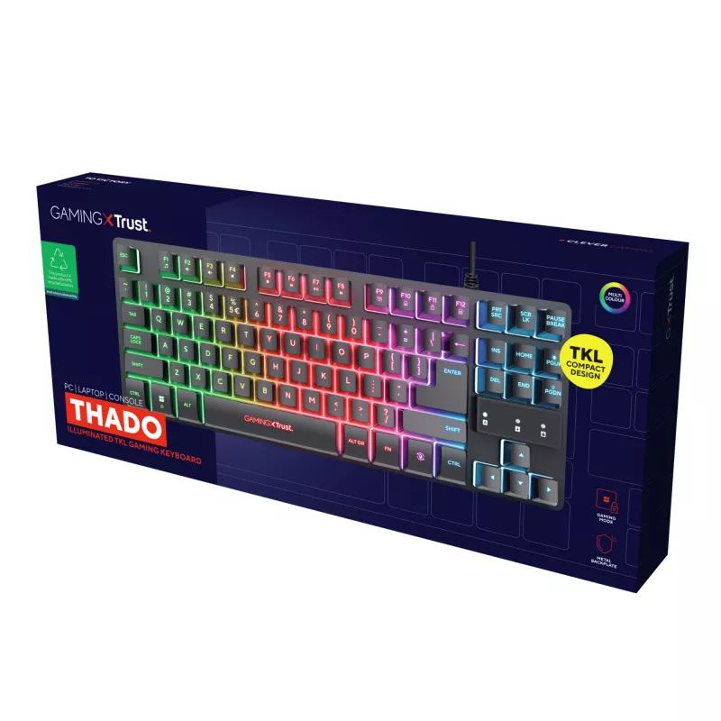 Trust GXT 833 Thado tastatūra spēlēm USB holandiešu melna, sudraba