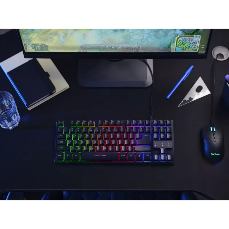 Trust GXT 833 Thado tastatūra spēlēm USB holandiešu melna, sudraba