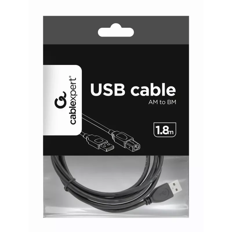 GEMBIRD USB 2.0 A-spraudnis B-spraudnis kabelis 2,0 m (6 pēdas) - melns/ lieltirgotāja iepakojums (ccp-USB2-ambm-6)