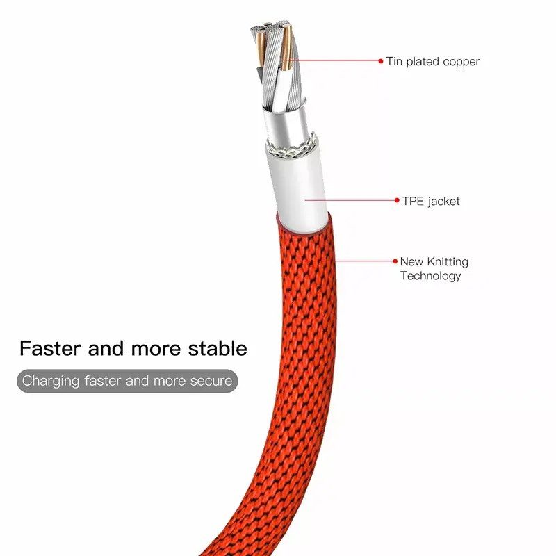 USB-A uz Lightning kabelis Baseus Yiven 1,8 m, 2 A izeja, sarkans, termoplastiska elastomēra apvalks