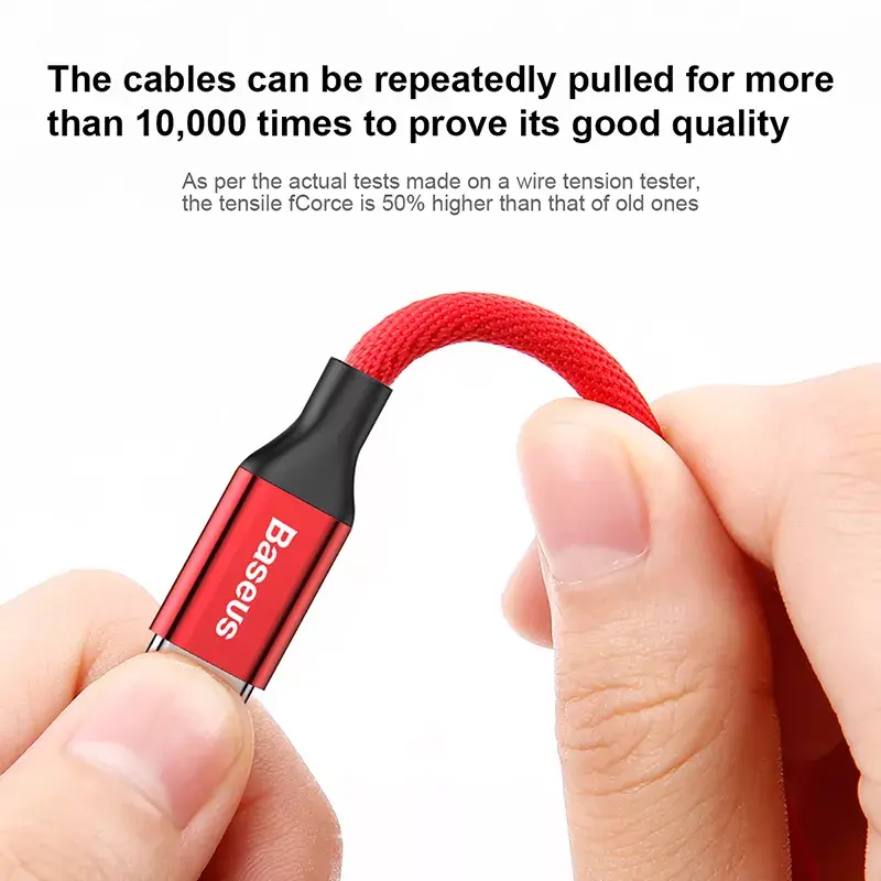 USB-A uz Lightning kabelis Baseus Yiven 1,8 m, 2 A izeja, sarkans, termoplastiska elastomēra apvalks