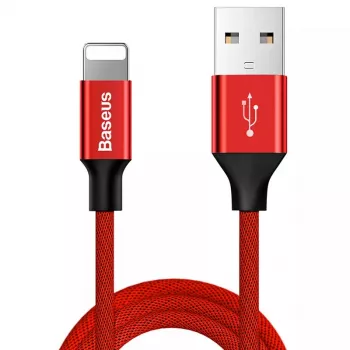 USB-A uz Lightning kabelis Baseus Yiven 1,8 m, 2 A izeja, sarkans, termoplastiska elastomēra apvalks